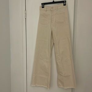 ZARA MARINE STRAIGHT HIGH RISE JEANS SIZE 4 IVORY